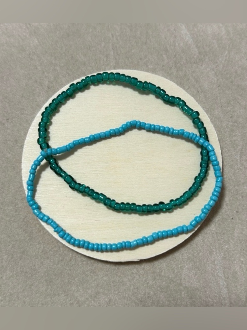 Handmade Beaded Bracelet Set in Teal and Emerald